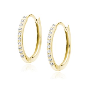 Cercei rotunzi argint placati cu aur galben Ø16 mm x 1 mm cu pietre DiAmanti Z2103DEG_W-DIA (Argint 925‰ 1,3 g.)